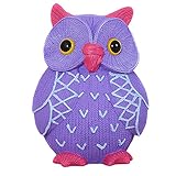 Baidecor樹脂大きな目パープルフクロウMoney Box Piggy Bank