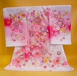 【正絹】 お宮参り着物　（初着・産着）　女児　M６-１３鈴に手毬・華柄 白地　新品仕立上り　★もれなく８大特典付！