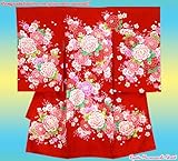 お宮参り　着物　初着　女の子産着(正絹)【赤、薔薇】　MKS06