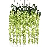 造花 シルクフジ 吊り下がり花 本物のような植物 手作り結婚披露宴の装飾 アーチ 花輪 ダイニングテーブルの装飾 卒業・誕生日パーティー用 5個組 17.2x 4.0x 6.6 グリーン