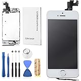 SZM iPhone5S 修理交換用フロントパネルセット タッチパネル フロントガラスデジタイザ LCD 液晶パネルセット（スピーカー +フロントカメラ+ホームボタン付き） (5S白)