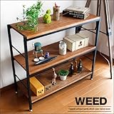 GP-PLANNING 3段ラック オープン シェルフ 幅90cm 茶 アンティーク アイアン 木製 WE-900 カラー ／ ブラウン