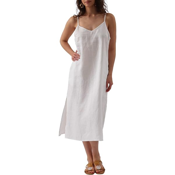 Amazhiyu Women's Linen Halter Maxi Dress With Pockets - Casual Summer Dress Khaki Small