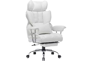 SKYE ゲーミングチェア 座り心地最高 デスクチェア オフィスチェア 椅子 テレワーク 社長椅子 伸縮可能のオットマン 高さ調節機能(ホワイト)