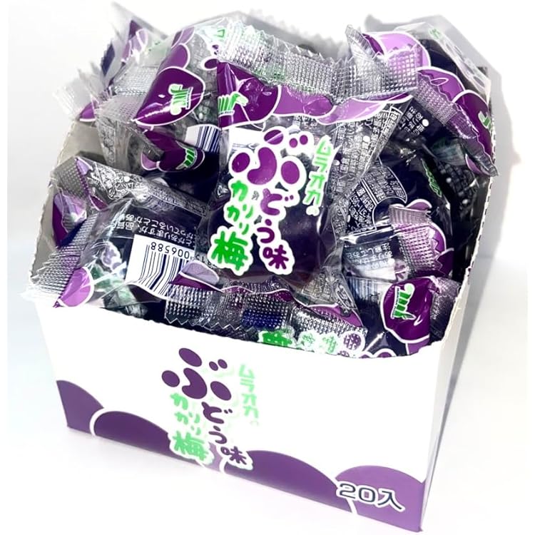 Amazon | [20粒] 村岡 カリカリ梅 ぶどう味 個包装 20袋 | ノー