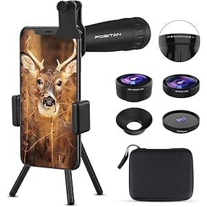 2020新型 スマホ用レンズ FOSITAN 4in1セット 4K対応高解像度 スマホレンズ 望遠鏡 アルミニウム合金製…
