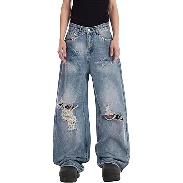 ダメージデニム✴️ゆったりサルエルパンツ ウエストゴム デニムパンツ メンズ デニム カーゴパンツ サルエルパンツ