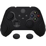 PlayVital XboxシリーズX/Sコントローラーに対応用滑り止めシリコンケースカバー、Xboxコアコントローラーに対応用ソフトラバーケース、サムグリップキャップが付き【蠍エディション-ブラック】