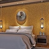 (ハンメロ)HANMERO壁紙 ひび割れ模様 はがせる 不織紙 のりなし リビング部屋diyリフォーム用 53cm×10m 箔押し ゴールド QZ0553