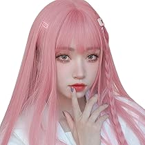 Amazon.co.jp: Eileen HAIR 可愛い ピンク ウィッグ セミロング