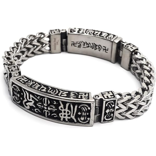 Amazon.co.jp: 「silverKYASYA」梵字 六字真言 ブレスレット シルバー 
