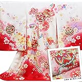【お宮参り着物】【白地系 毬に熨斗と花柄】女の子 友禅 金駒刺繍 正絹【風呂敷プレゼント / ギフト対応】