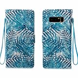 Galaxy Note 8 ケース ,COOSTOREJP かわいい面白いカラフルな絵画の3DパターンのPUレザーウォレットケースSamsung Galaxy Note 8用,リーフ