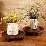 Plant shelf 木製植物ポットスタンド - 直径30cmの車輪1個2個 Flower racks ( サイズ さいず : Round-30cm )