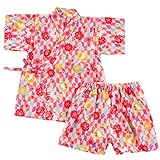 (ファンファン) 甚平 女の子 日本製生地 夏 ウサギ ピンク 90