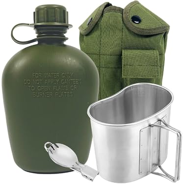 Camping Cookware Kit Military Style Stainless Steel Canteen Cookware ...