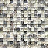 【B'stile】キラキラ輝くガラス モザイクタイル「CANDY Glass - キャンディーグラス」（ガラス｜20mm角｜屋内壁用）1シート (シルバー)