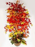 山久 シルクフラワーの「もみじの鉢植え」L120　1909-3331【CT触媒加工】 snb 【観葉植物】【造花】