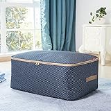 HUZVLS 収納袋 衣類 収納 押入れ収納 布団 収納袋厚手(三層)衣類ケース ふとん収納ケース 敷き布団 毛布収納袋 (50*40*28.5CM, ブルーブラック)