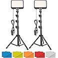 UBeesize LED撮影用ライト ２本セット ビデオライト 調節可能三脚 カラーフィルター付き ledライト YouTube/生放送/照明/ビデオ撮影に適用 (145CM) 適格請求書発行可