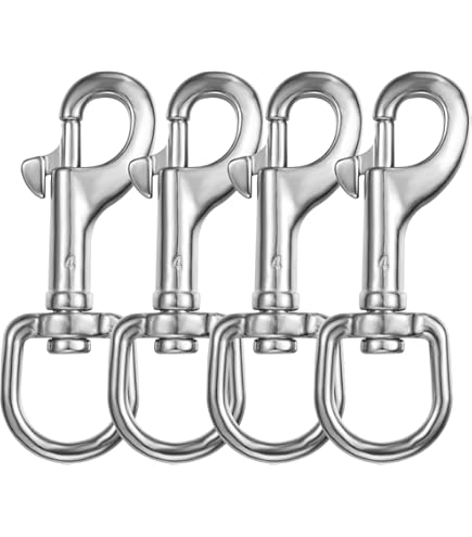 Huouo 4 Pcs 3.5" Flag Swivel Snap Hooks Flagpole Accessories - Heavy Duty Eye Bolt Clips For Pet Leash, Key Chain Or Clothlines Tarp - Nickel Plated - View #7