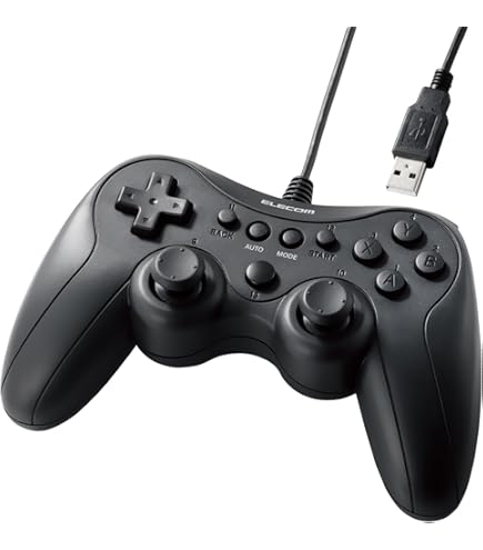 Amazon.co.jp: エレコム ゲームパッド 12ボタン 連射機能付 ブラック  