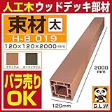 ウッドデッキ 人工木材 人工木 部材 樹脂ウッドデッキ 束材H-B019 120×120×2000mm【H-B019】【2色選択可】 (ナチュラル)