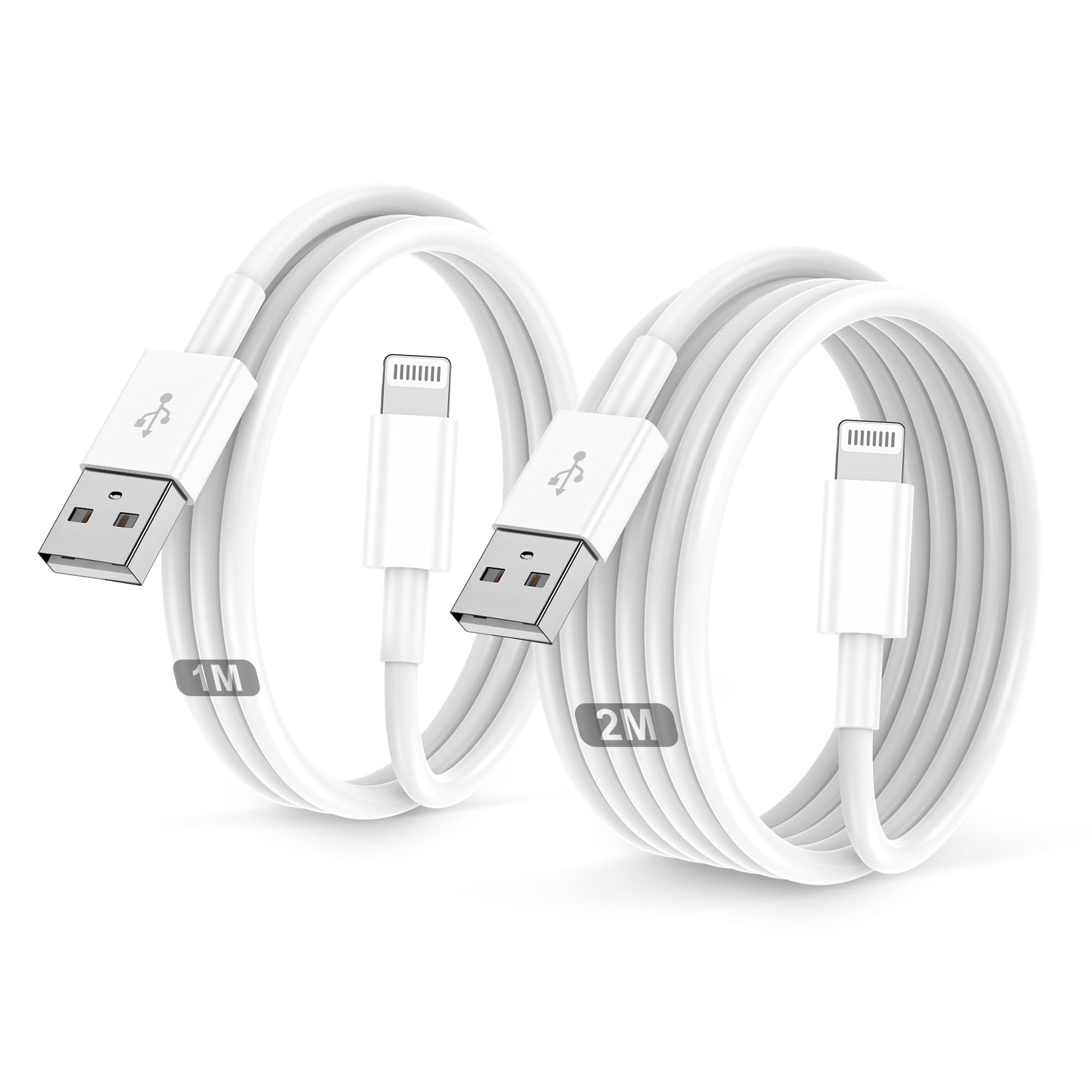 for iphone 充電ケーブル 純正 1M+2M 2本セット 【2026新版 MFI認証】USB A -ライトニングケーブル 急速充電 データ転送 高耐久 断線防止 アイフォン 充電コード for iPhone 14/13/12/11/Mini/