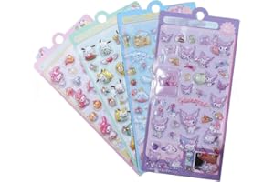 【4枚セット】Mosasa 3dシール 立体シール ぷくぷく ごほうび キラキラ 3D 可愛い 女の子 手芸用品 携帯電話飾り用手帳用 日記帳用 DIY用 貼り付け可能