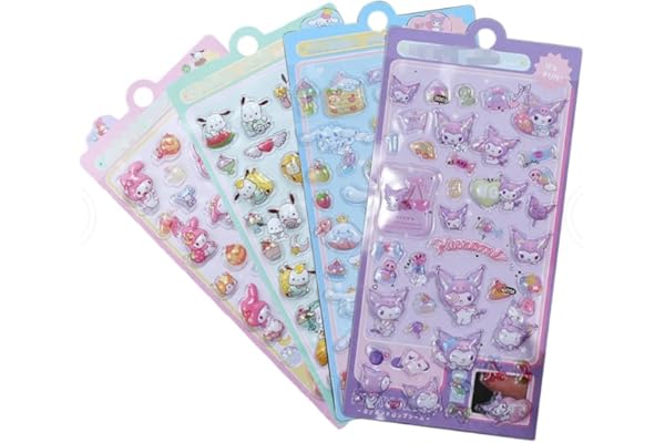 【4枚セット】Mosasa 3dシール 立体シール ぷくぷく ごほうび キラキラ 3D 可愛い 女の子 手芸用品 携帯電話飾り用手帳用 日記帳用 DIY用 貼り付け可能