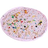 lebzeおもちゃストレージバッグ& Play Mat , Large 57インチ直径マルチ目的Kid 'sアクティビティマットand Toys Organizer for Girls