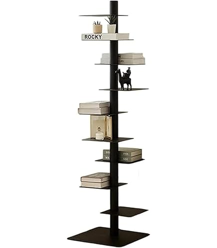 Amazon｜Bxzzuis タワーシェルフ、9層背表紙本棚、、垂直背表紙ブック