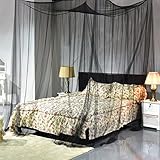 4-corner PostベッドキャノピーMosquito NetフルクイーンキングサイズHangingネッティングベッド(ブラック)