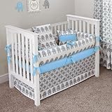 CUSTOM BOUTIQUE BABY BEDDING - Ele Blue - 5 Pc Crib Bedding Set by Sofia Bedding