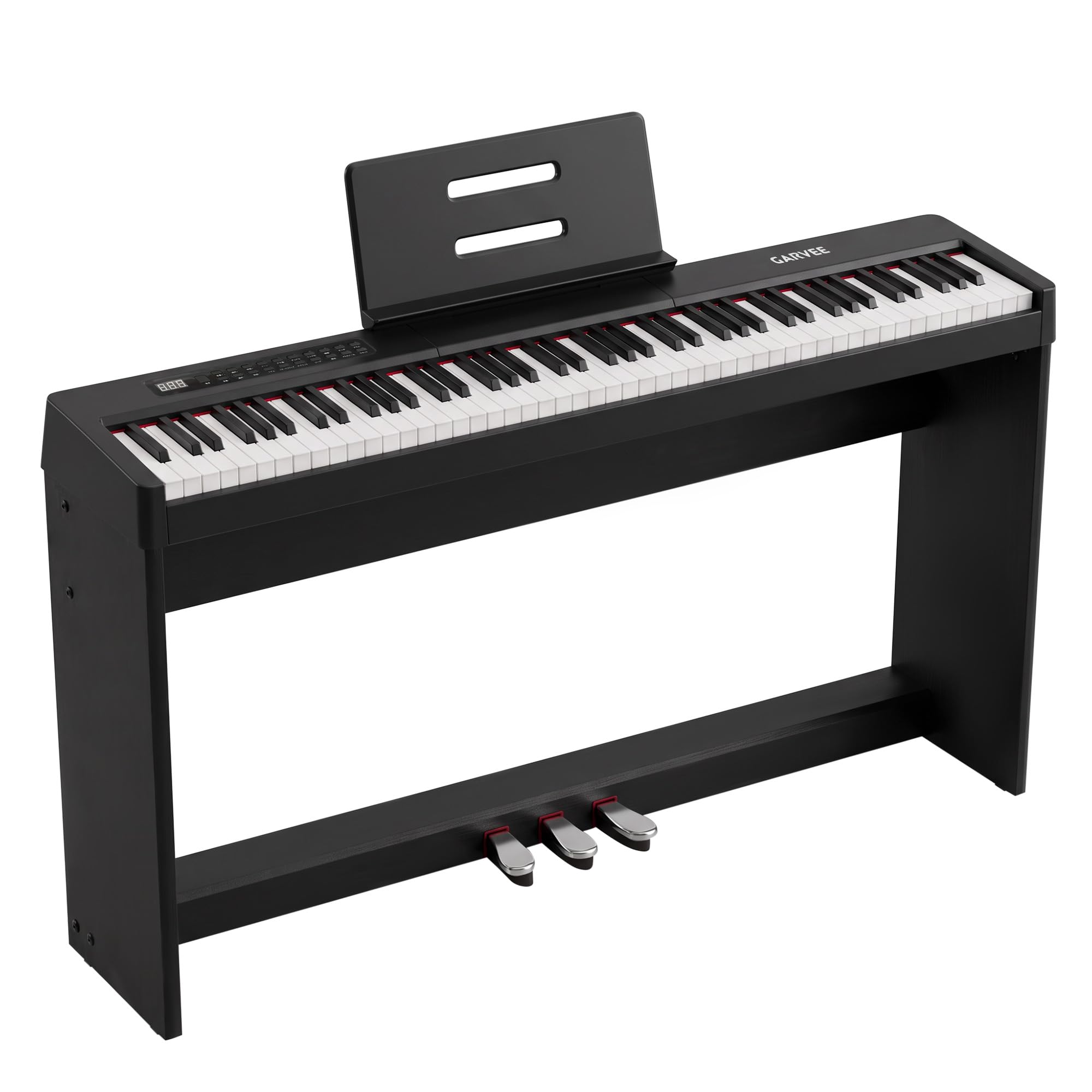 Garvee 電子ピアノ 88鍵盤 フランス製DREAM音源 380音色 128リズム 3本ペダル USB MIDI対応 初心者 ブラック | 88曲デモソング デュアル機能 最大5000音録音 シンクロスタート メトロノーム トランスポーズ 3桁デ