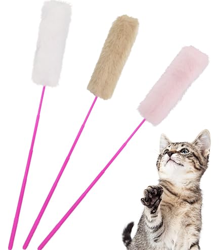 Amazon | 猫じゃらし ウサギの毛猫おもちゃ ランダムカラー ねこの尻尾
