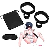 [kuroxx] 太腿 手首 一体型 拘束ベルト 目隠し付き SM ライトなプレイ 拘束 手錠 痛くない SMセット 拘束具 調教 アダルトグッズ セクシー 人気 外から見えない 収納袋 付き 初心者