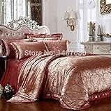 1 Wholesale-Local 専制君主のファッション 4 PC の寝具と黄金の絹繻子ファブリックアダルトキングクイーンサイズの羽毛布団のキルトのカバーシートキルトセットの部分