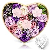 YOBANSA フレグランス 造花 枯れない 花 バラ型 ソープフラワー ギフトボックス 誕生日　父の日　記念日　先生の日　バレンタインデー　昇進　転居など最適としてのプレゼント (紫の)