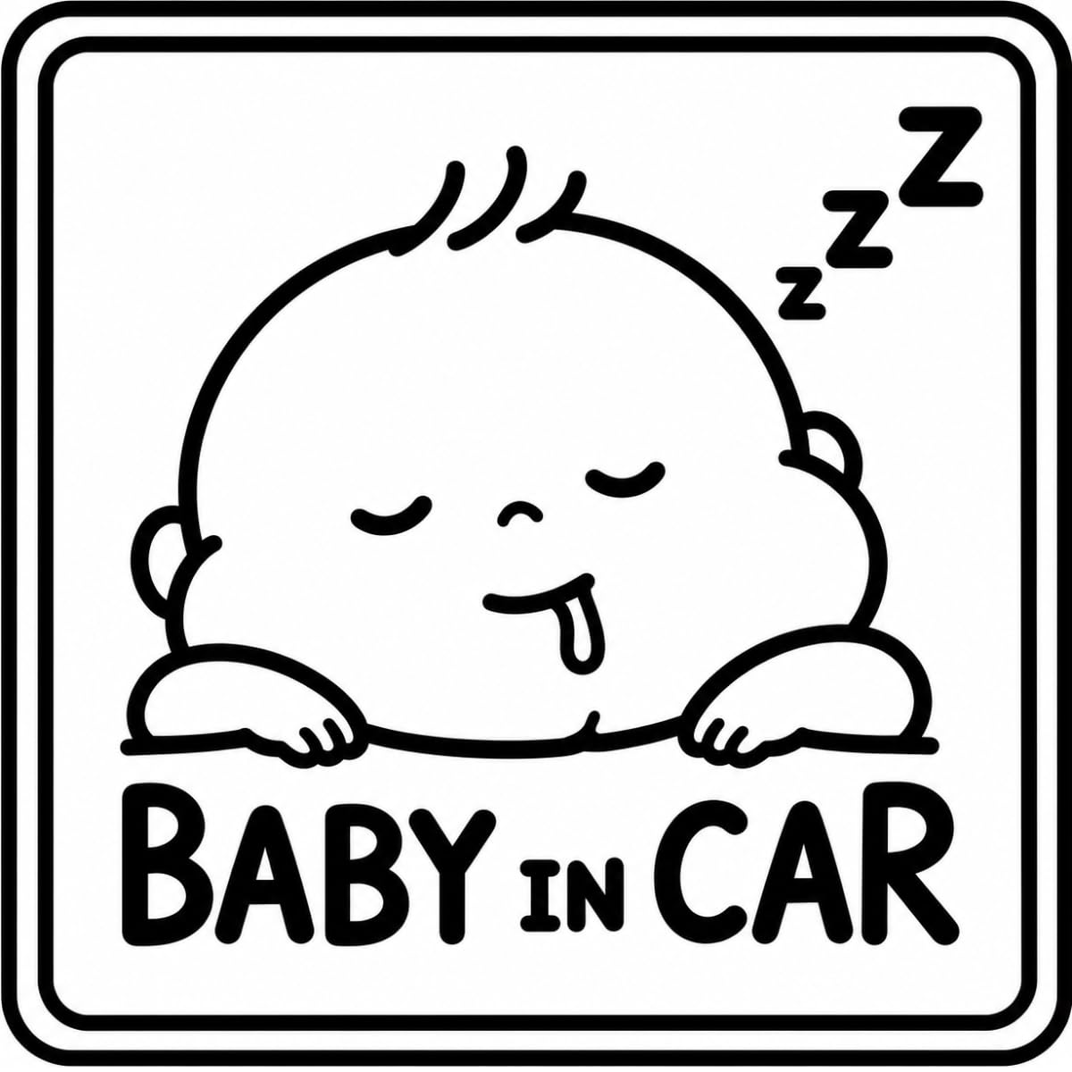 BABY IN CAR ぐっすり シュール かわいい シンプル おもしろい マグネット ステッカー シール 赤ちゃん キッズ ベビーインカー 安全 デカール (マグネット)