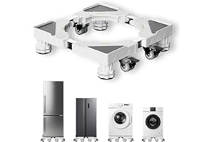 ISKALT Washing Machine Stand, Lifting Stand, Waterproof Pan, 4 Legs, 4 Wheels, Washing Machine Stand, Refrigerator Stand, Washing Machine Pan, Caster, Movable Type, Anti-Vibration Pad Included, 360°