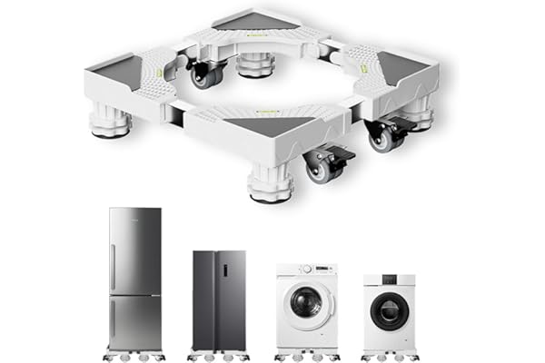 ISKALT Washing Machine Stand, Lifting Stand, Waterproof Pan, 4 Legs, 4 Wheels, Washing Machine Stand, Refrigerator Stand, Was