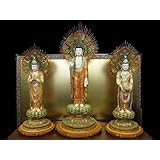 阿弥陀三尊 截金彩色 木彫り 彫刻 仏像