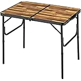 BUNDOK(バンドック) アルミ フォールディング テーブル 木目 BD-243WB 折りたたみ式 天板約90.5×60cm 高さ2段調節