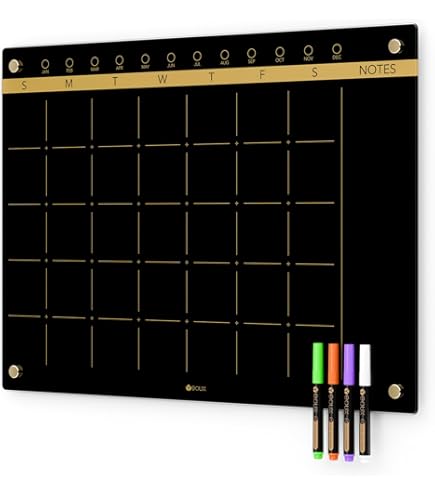 Black Acrylic Calendar Dry Erase For Wall, Family Planner, Monthly Calendar Dry Erase Whiteboard For Home, Office, 24" X 16"Reusable White - View #6