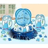 Shower with Love Boy ( It's a Baby Boy ) Blue Boy Baby Shower Party Table Decoration Kit Party Suppl