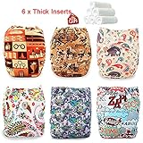 iZiv新生児6厚いおむつ付きオーガニック幼児防水/調整/再利用可能/洗えるポケット布おむつのフィット赤ちゃん0.5-3歳（カラー 17）