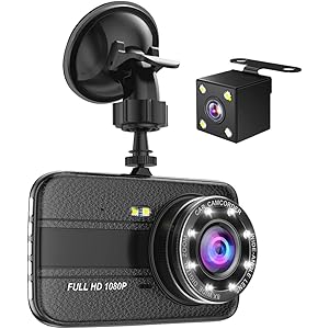 【2018年最新改良版】ドライブレコーダー デュアルドライブレコーダー 前後カメラ 1080P緊急録画 フルHD 1800万画素 170度広角 小型ドラレコ SONYセンサー/レンズ 8LED赤外線搭載 4.0インチ液晶モニター 日本語説明書付属