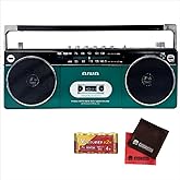 アイワ カセットプレーヤー ラジカセ audio -G RCP2 グリーン GAA4-RCP0002(GN) 単2電池4本入 クロス2枚入 セット