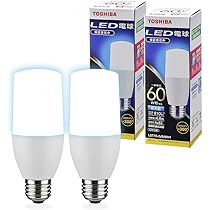 Amazon | TOSHIBA(東芝) LED電球 E26 T形 60W相当 広配光 昼光色 2P